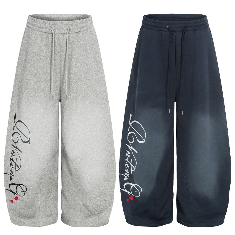American-style streetwear harem pants Fleece-lined and thickened Gradient Fade Hem Casual Trousers
