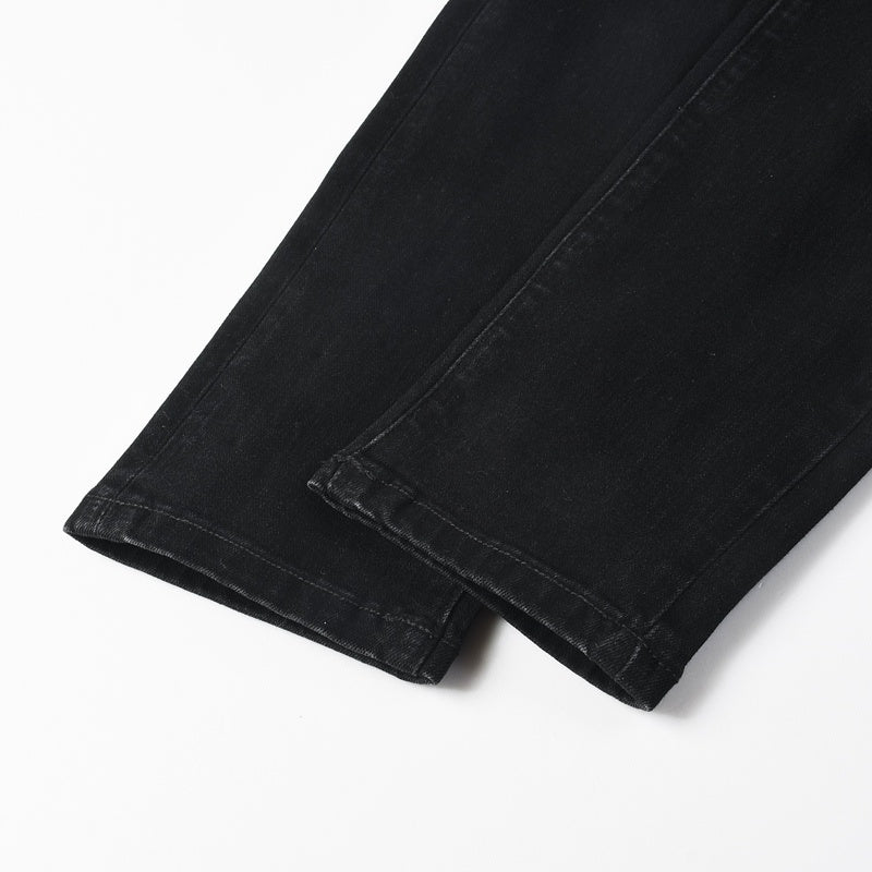 Purple brand Jeans High-quality pure cotton streetwear trousers Rhinestone