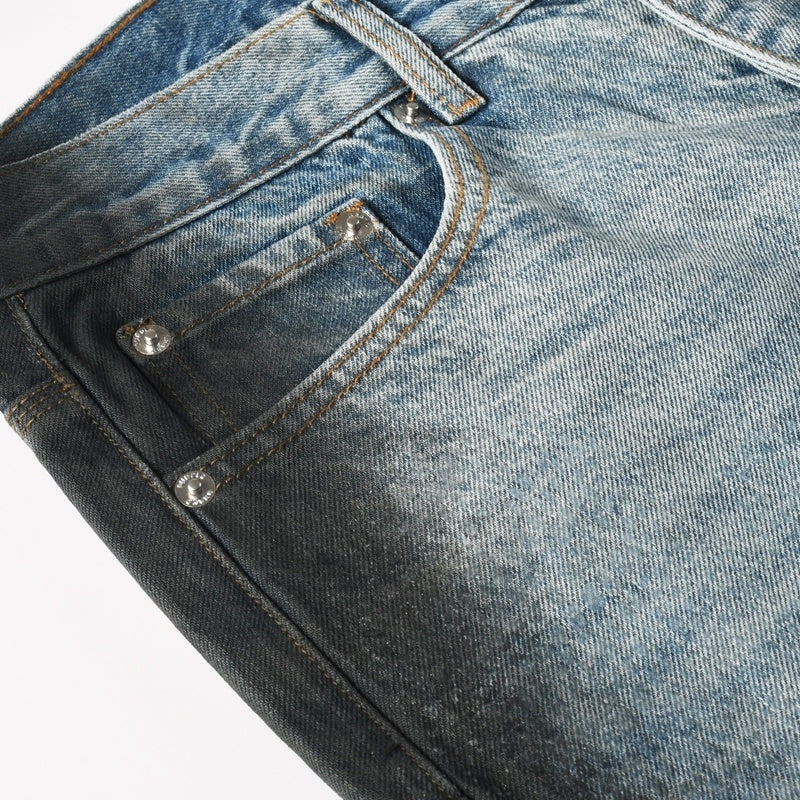 Purple brand Jeans High-quality pure cotton streetwear trousers Oiled finish with a faux snakeskin pattern