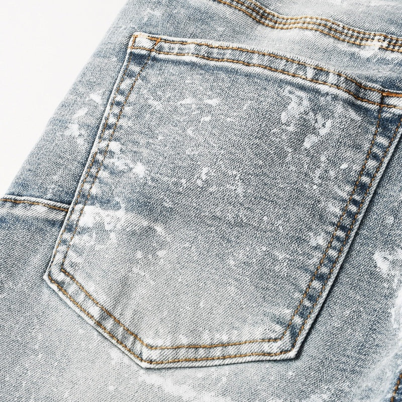 Purple brand Jeans High-quality pure cotton streetwear trousers Glossy ink-splatter finish