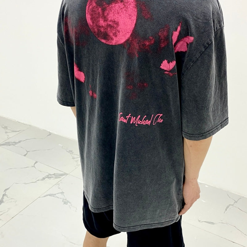 Unisex Vintage T Shirts "Pink Planet" Limited Edition: Heavyweight, Distressed, and Acid-Washed High-Street Retro Style