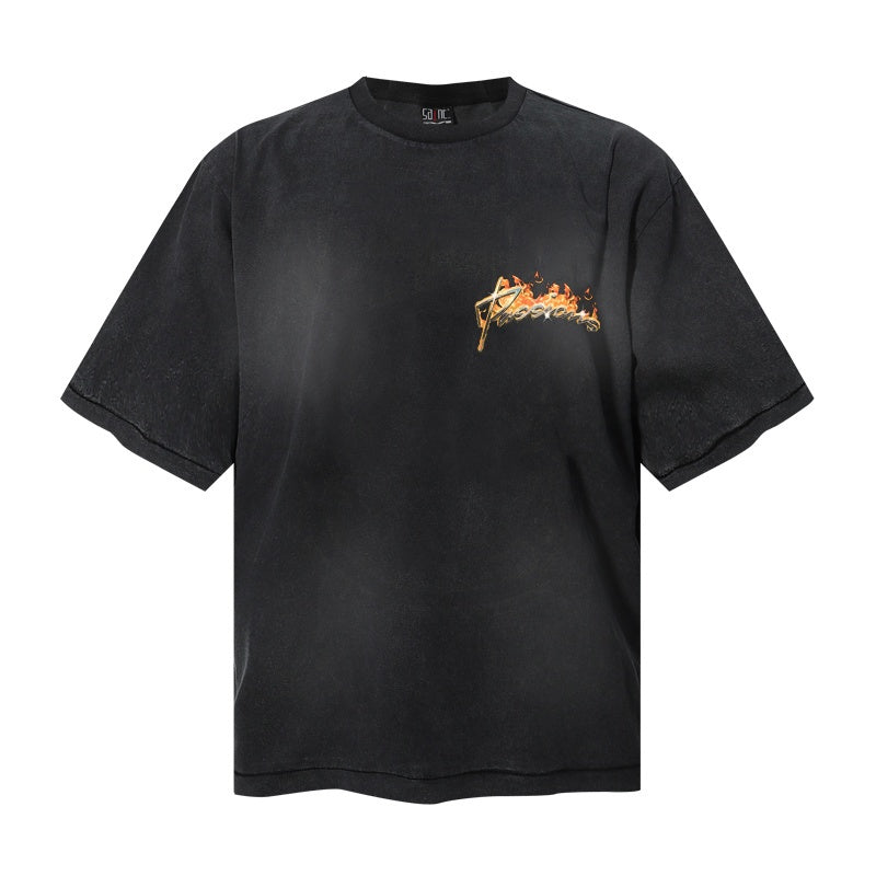 Saint Michael T Shirts 90s Vintage Burning Female Figure Script Print