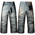 Purple brand Jeans High-quality pure cotton streetwear trousers Oiled finish with a faux snakeskin pattern