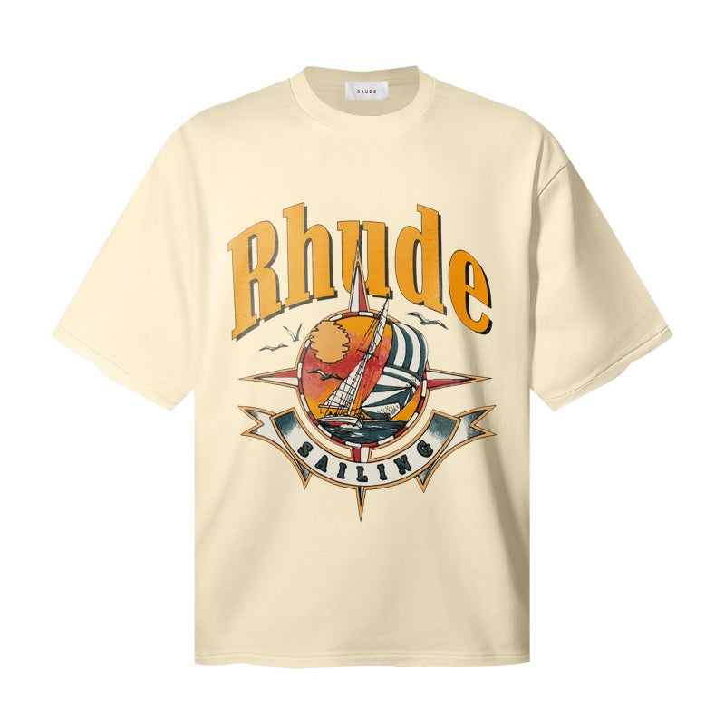 RHUDE T Shirts Old-School Rhude Car Badge Art