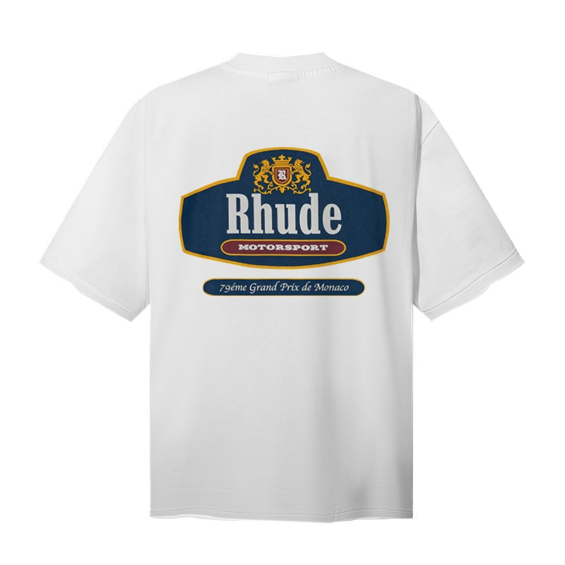 RHUDE T Shirts Dual-Side Antique Tag Motif
