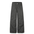 American-style streetwear harem pants Elasticated Waist Gathered Panel Washed Fabric