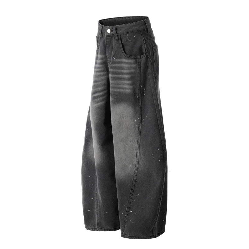 American-style streetwear harem pants Horizontal Whisker Vintage Detail