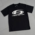 Vintage-style American T-shirt White Swirl Futuristic Emblem