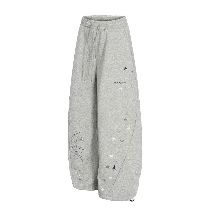 American-style streetwear harem pants Fleece-lined and thickened Adjustable Hem Galaxy Streetwear Bottoms