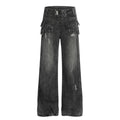 American-style streetwear harem pants Multi Pocket Ripped Vintage Flare Jeans