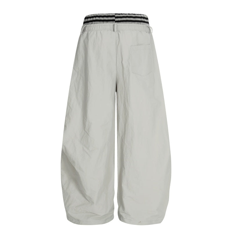 American-style streetwear harem pants Lightweight Crinkle Fabric Relaxed Wide Cut Apparel