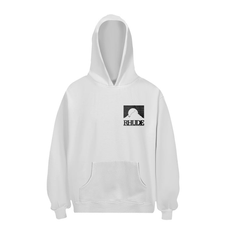 RHUDE Hoodie Distressed Sunset Mountain Verse Motif