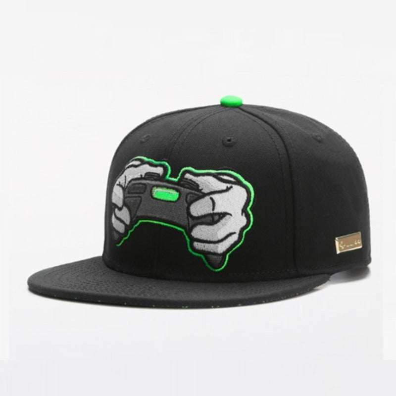 Trendy flat brimmed snapback hatscartoon embroidered