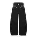 American-style streetwear harem pants Waist Cross Crystal Detail Draped Curved Pants