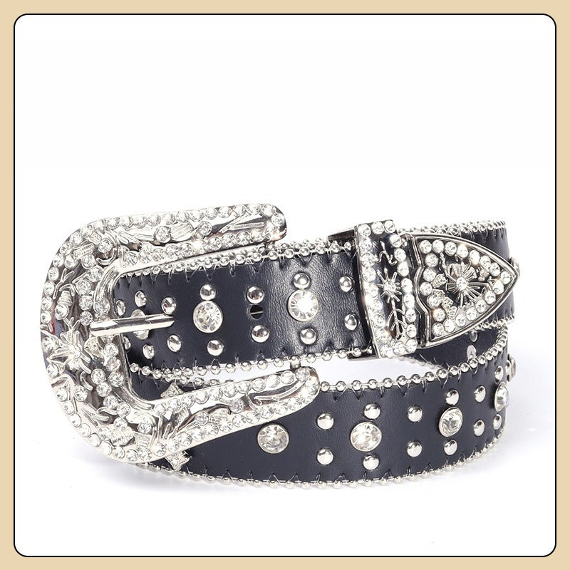 Hip-hop punk rhinestone belt punk style