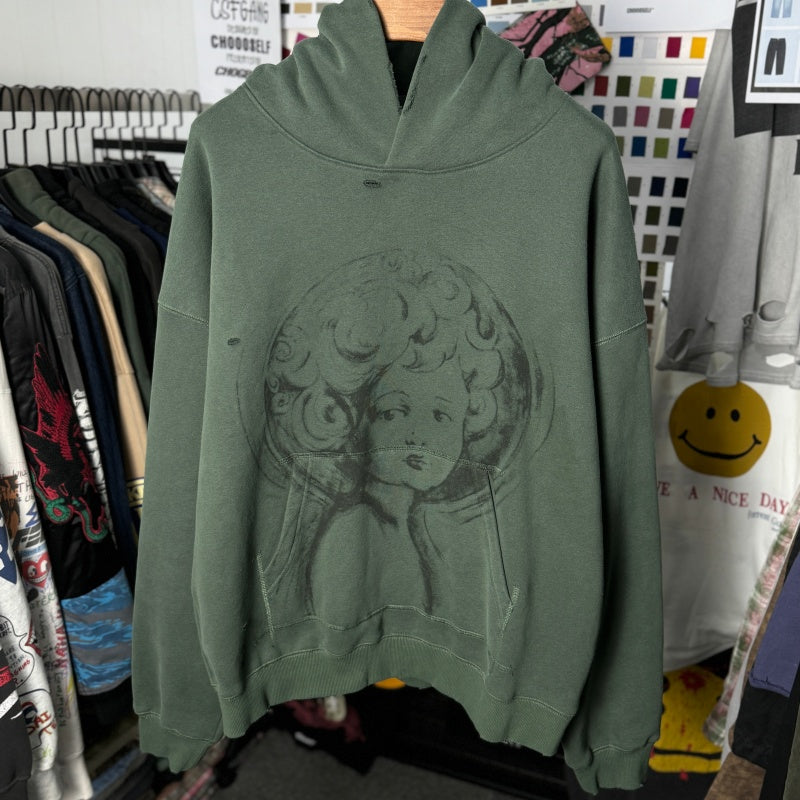 Unisex Vintage Hoodie Saint Michael "Cherub" American Vintage-Style Washed/Distressed Hoodie