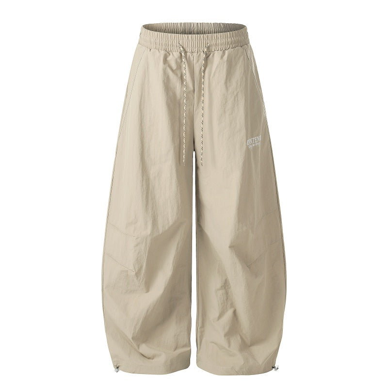 American-style streetwear harem pants Textured Crinkle Parachute Barrel Trousers