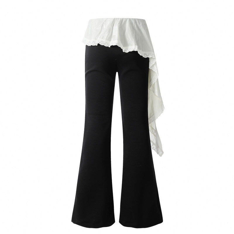 American-style streetwear harem pants Lace Ruffle Skirt Overlay Flare Pants