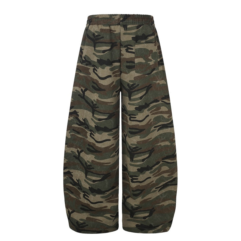 American-style streetwear harem pants Faded Camo Flag Graphic Loose Street Pants