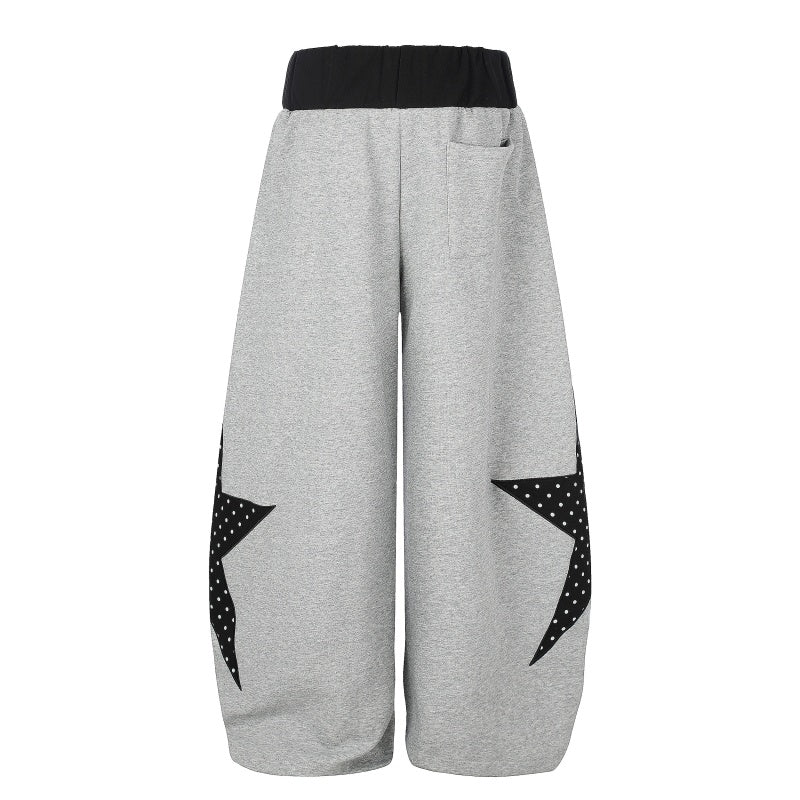 American-style streetwear harem pants Two-Tone Star Graphic Drawstring Wide Legs