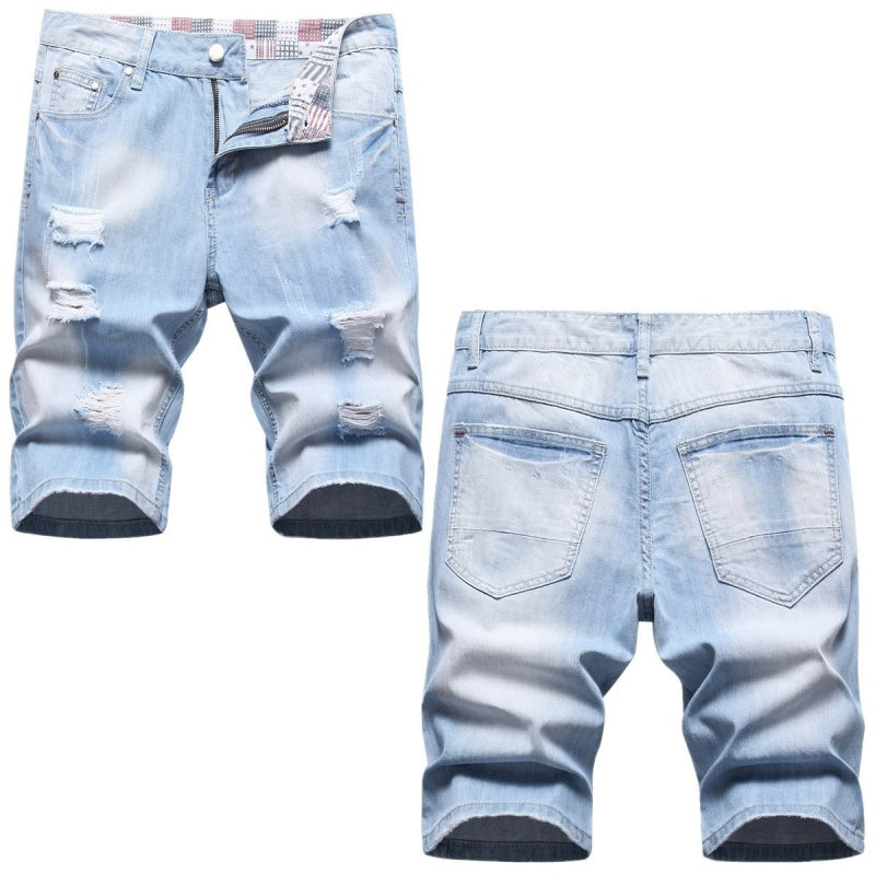 Denim shorts High-quality trendy casual pure cotton Non-stretch plus-size men's clothing