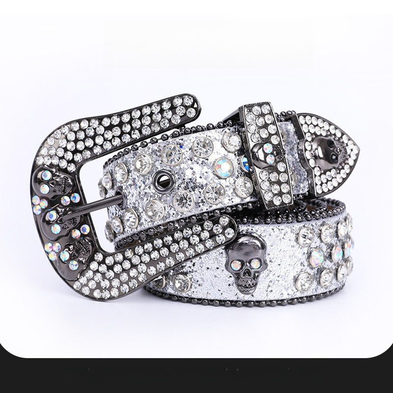 Hip-hop punk rhinestone belt kids skull accessories