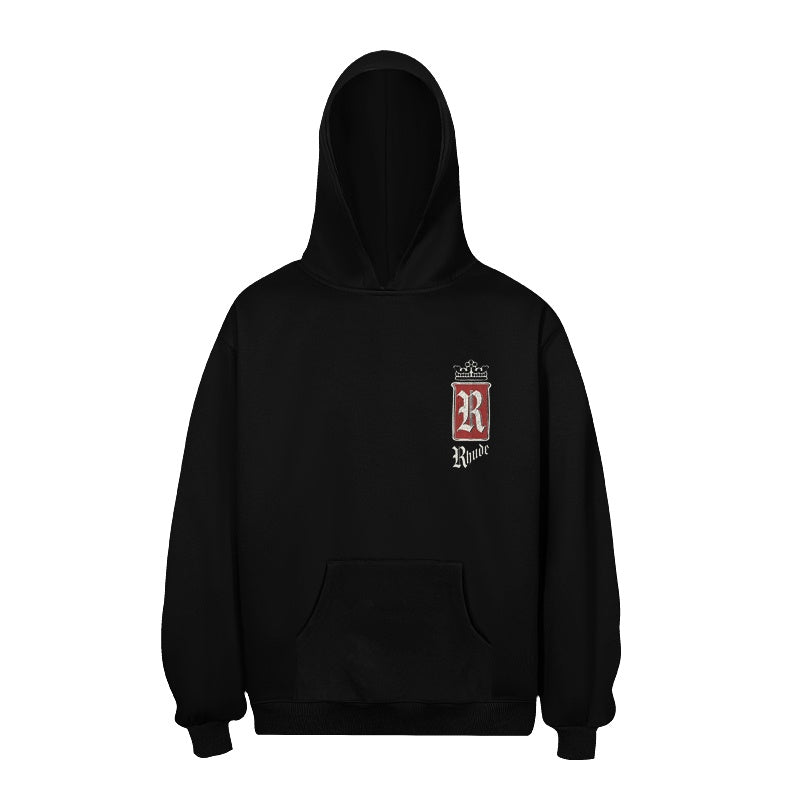RHUDE Hoodie Streetwear Dual‑Print Crown Can Text Design