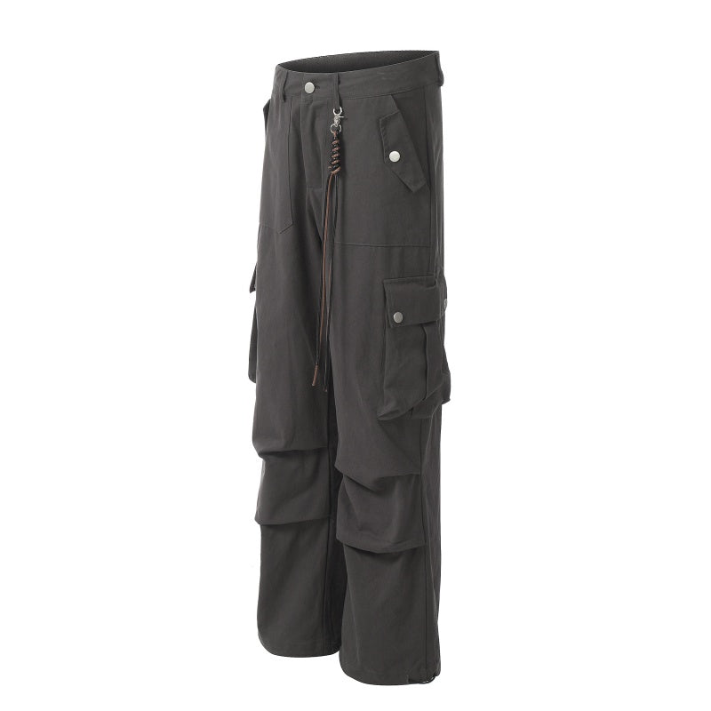 American-style streetwear harem pants Braided Strap Multi-Pocket Cargo Pants