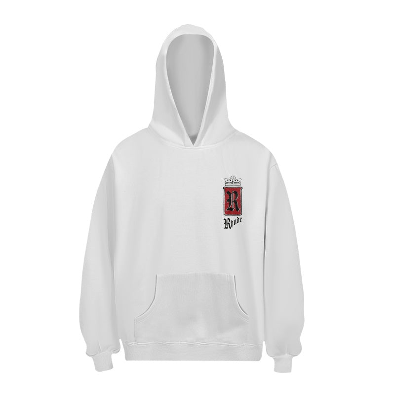 RHUDE Hoodie Streetwear Dual‑Print Crown Can Text Design
