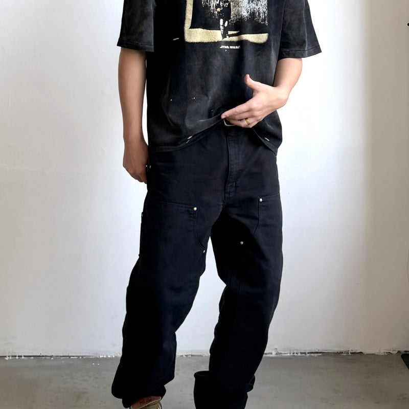 Unisex Vintage T Shirts Saint × STAR WARS Collaboration T-Shirt – Darth Vader Reflection Print. Features authentic 280g heavyweight fabric that retains its quality after washing, vintage single-stitch and blind-stitch construction, and a combination