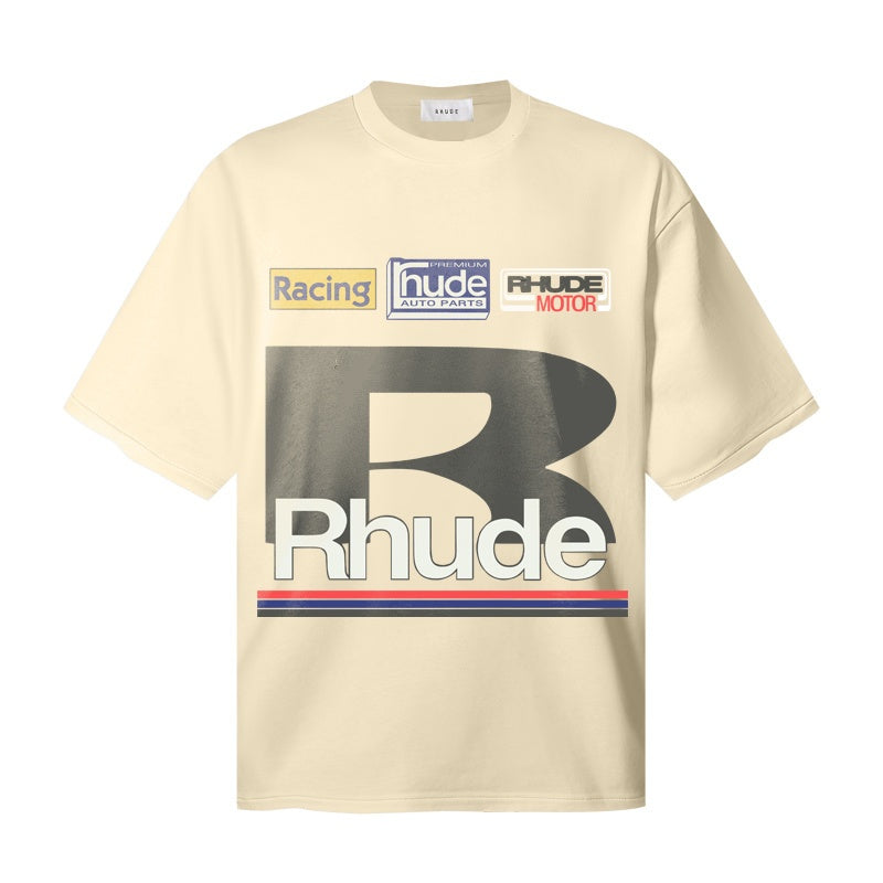 RHUDE T Shirts Varsity Racing Label Motif