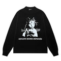 ERD Long sleeved shirt Cropped Streetwear Top Worn-effect Portrait & Letter Graphic