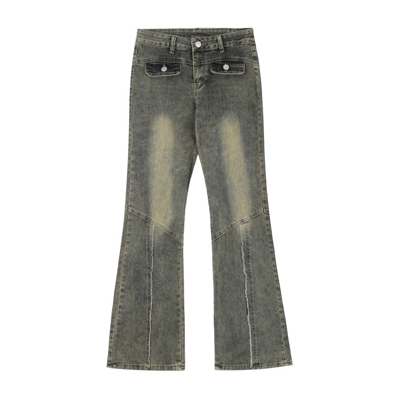 American-style streetwear harem pants Front Knee Fade Panel Stitch Detail