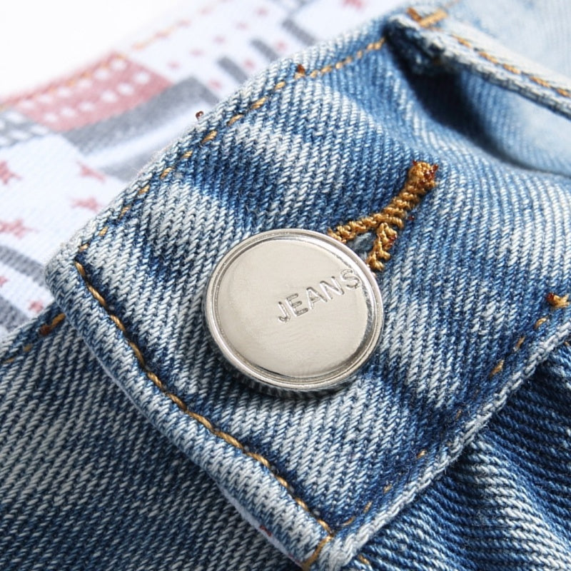 Denim shorts High-quality trendy Distressed with holes casual pure cotton Non-stretch plus-size men's clothing