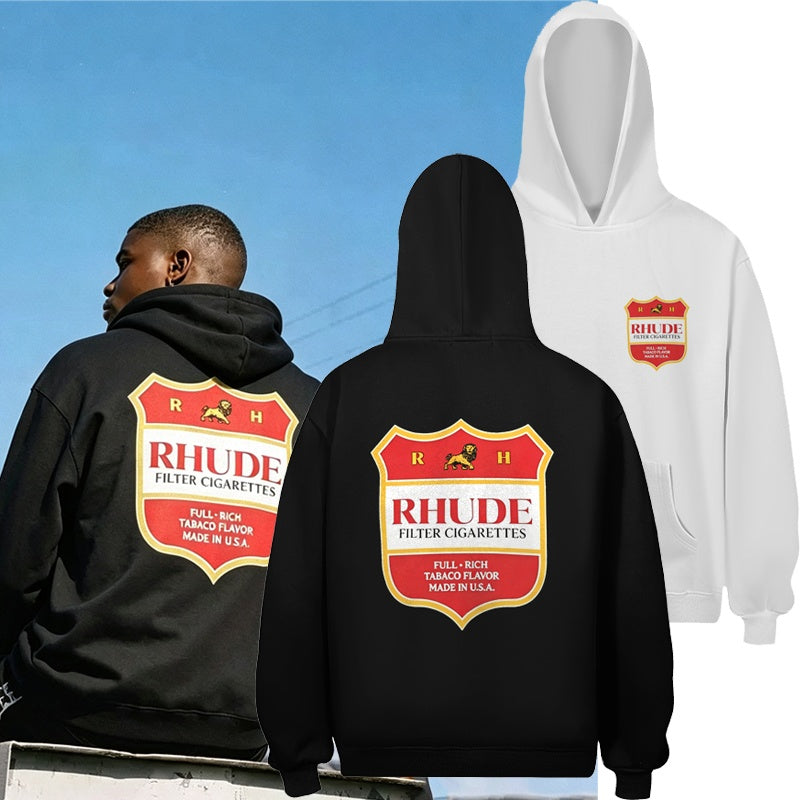 RHUDE Hoodie Lion‑Shield Dual‑Sided Back Badge Graphic