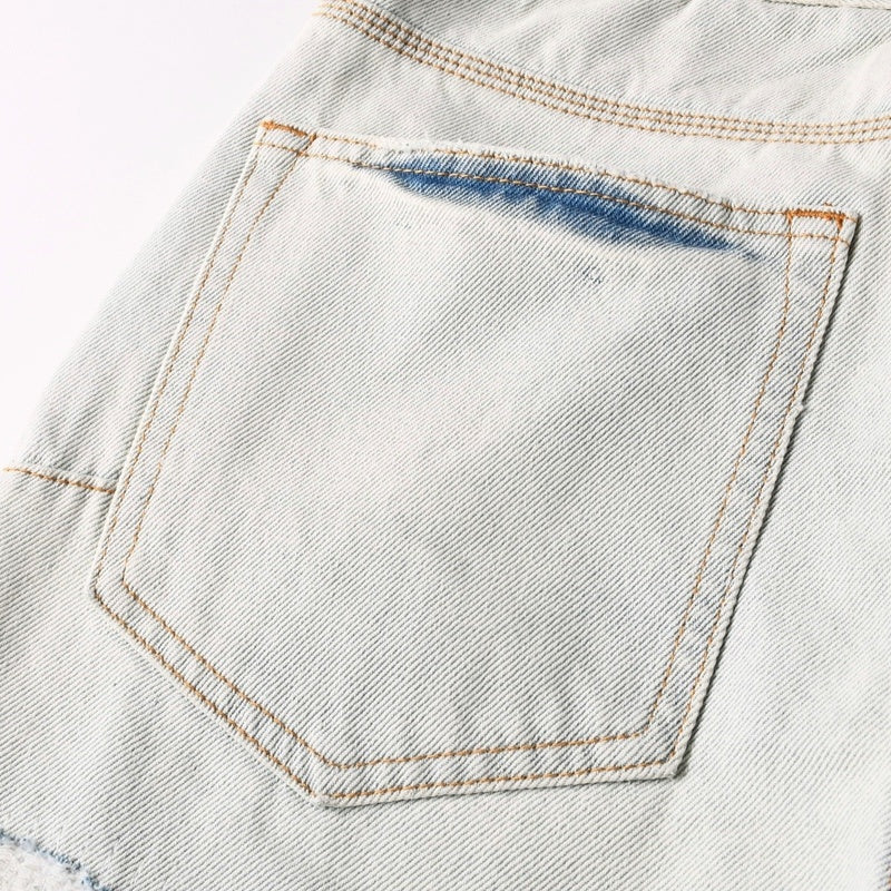 Purple brand Jeans High-quality pure cotton streetwear trousers Distressed loose straight-leg trousers