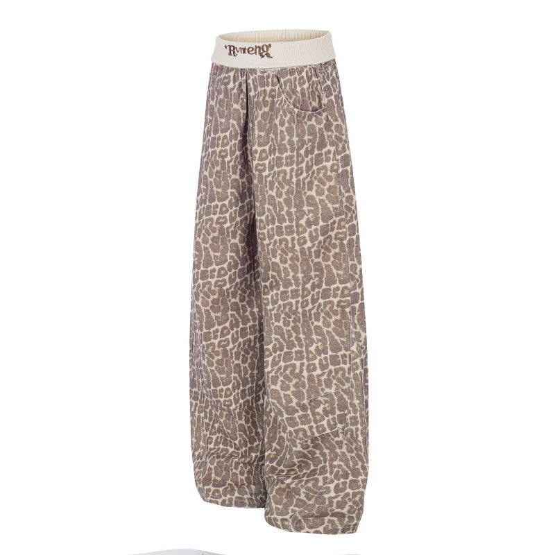 American-style streetwear harem pants Vintage Snake Skin Print Relaxed Straight Leg Pants