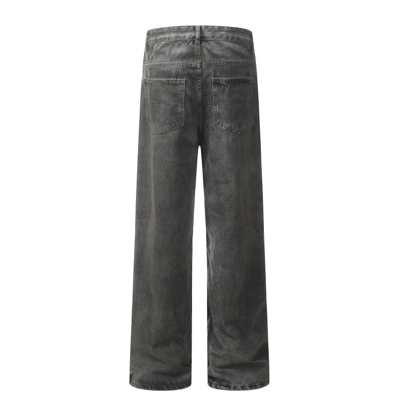 American-style streetwear harem pants Simple Knee Cut Retro Loose Fit Denim