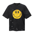 Saint Michael T Shirts Black Mineral Wash Tee With White Speckled Splatter Damage Artwork