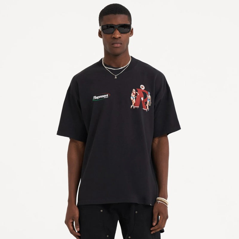 Mens T-shirt Vintage Represent cheerleader-style graphic print