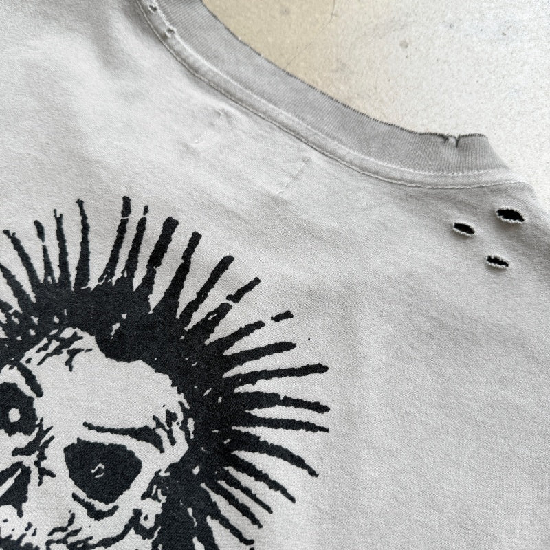 Unisex Vintage T Shirts CHOOOSELF 26SS "NO FUTURE IS NOW" Limited Edition – A tribute to the Sex Pistols. Heavyweight, washed, distressed, and destroyed street-style T-shirt featuring a boxy, cropped punk aesthetic.