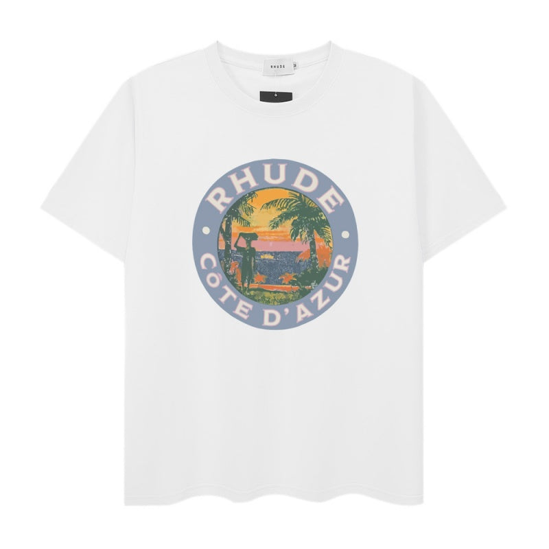 RHUDE T Shirts Faded Tropical Circle Print