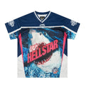 Vintage-style American T-shirt Navy Hot Pink Panel V‑Neck Athletic Artwork