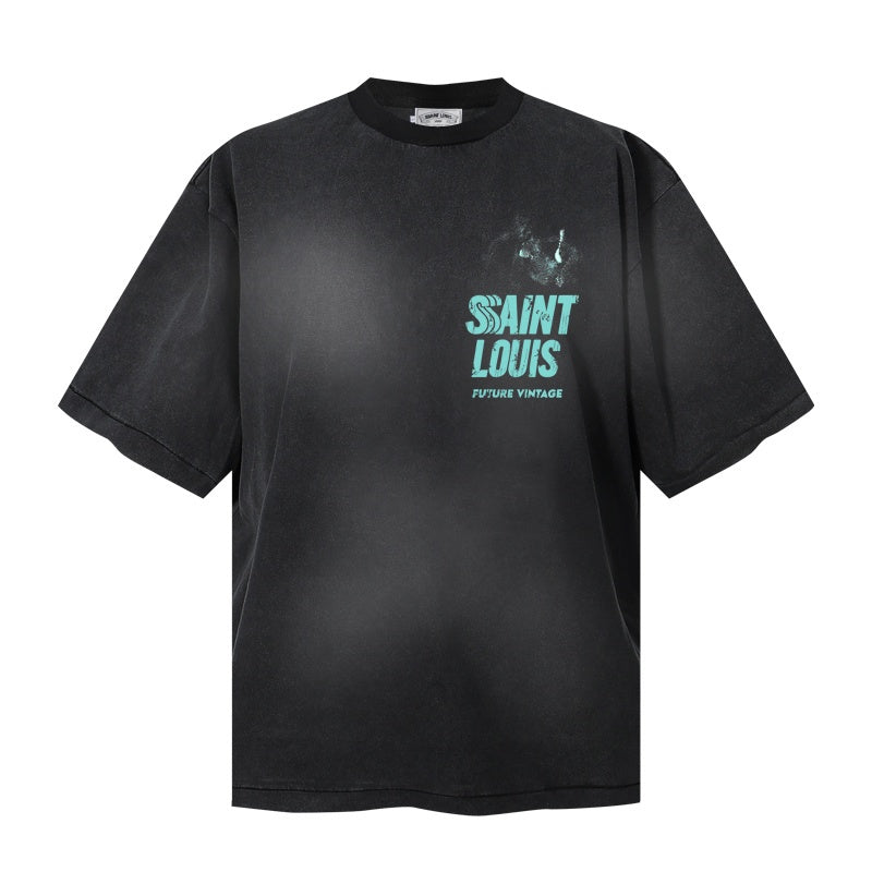 Saint Michael T Shirts Light Cyan Saint Louis Stacked Typography Design