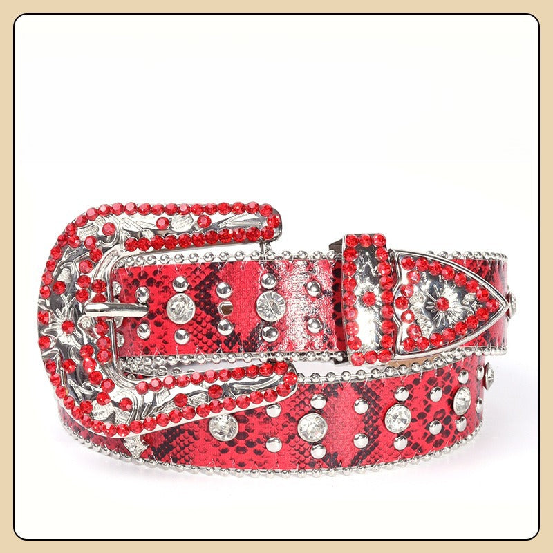 Hip-hop punk rhinestone belt punk style