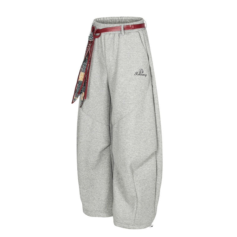 American-style streetwear harem pants Elastic Waist Relaxed Harem Pants  Fleece-lined and thickened