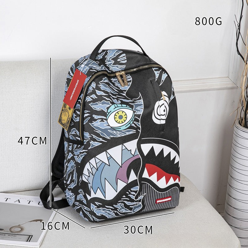 RIP ME OPEN Bag Shark teeth Personality creative backpack Shark funny ugly cute backpacking large capacity luminous