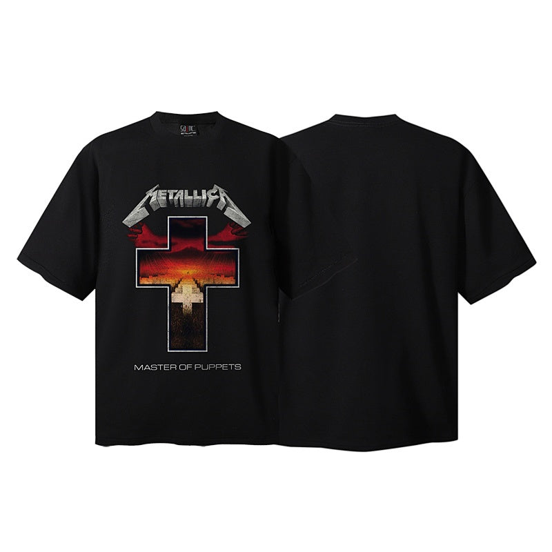Saint Michael T Shirts Sunset Cross Landscape Metal Band Vintage Graphic Tee