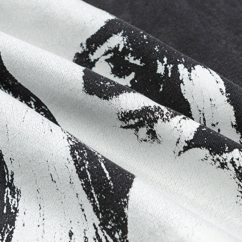 ERD Hoodie Acid Washed Dark Outerwear Front Monochrome Distorted Portrait Typography Print