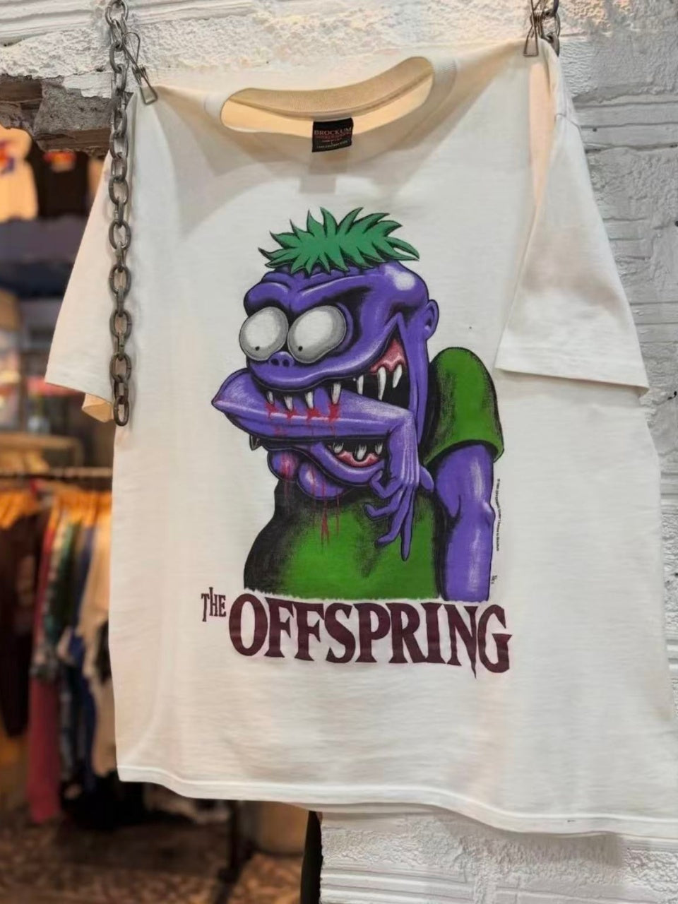 Vintage style washed summer wear T shirt Purple monster